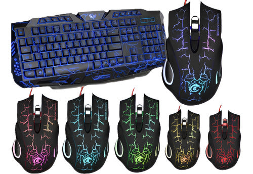 Set De 3colors Retroiluminado Gaming Teclado Multimedia Y Le 0