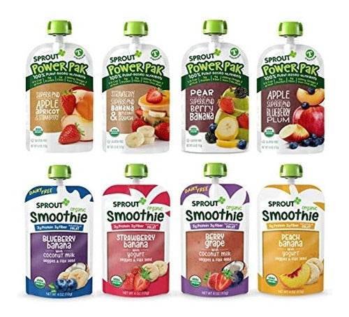 Sprout Organic Baby Food, Bolsas Para Niños De Etapa 4, 8 Fl 0