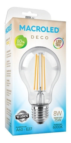 Macroled Led Filament Lamp Bulb 8W Deco Cold Warm E27 1