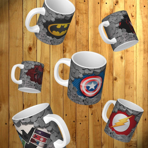 Plantillas Sublimación Tazas Efecto Rota Superheroes 3