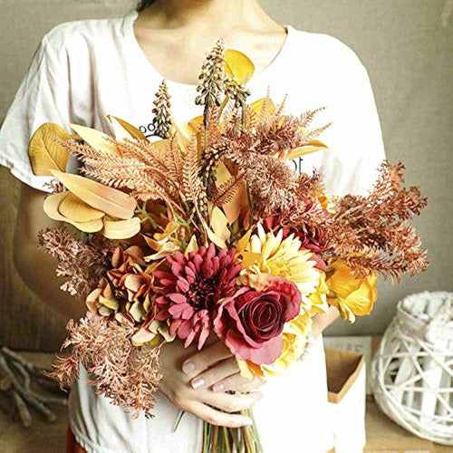 Cn-Knight Autumn Artificial Flower Bouquet 2 Pieces 17 Inches 2