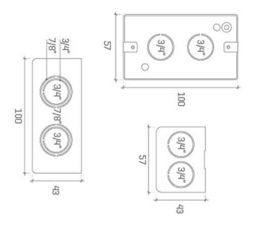 Rectangular Embedded Light Box for Sheet Metal 5x10cm Pack of 10 Units 1