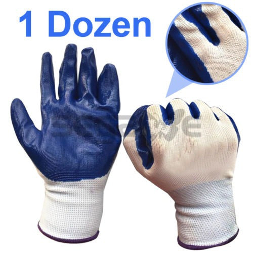 Conjunto De 12 Guantes De Jardín De Pares Azul Nitrilo Recub 2