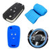 Blue Chevrolet Onix Silicone Steering Wheel Cover + Key Case 0