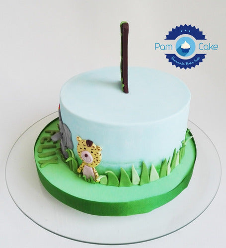 PamCakehouse Torta Artesanal Animalitos De La Selva 1 Año Leon Tigre Mono 1