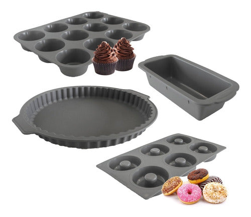 Set of 4 Silicone Baking Molds: Muffin, Loaf, Tart, and Donut! 6
