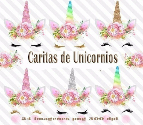 Diseño Edición Graficos Kit Imprimible Carita De Unicornio 24 Imagenes Png 1