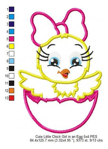 Embroidery Machine Design Matriz Little Chicken Girl Eggshell 801 1