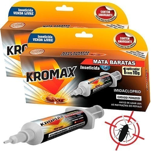 Kit 2 Mata Barata Seringa Gel Kromax 10g Bisnaga 0