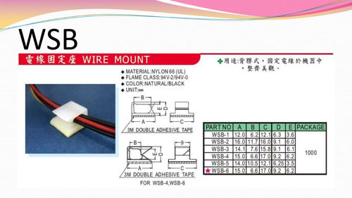 Quiwi Grampa Sujeta Cables Dia 6,6mm C/adhesivo 3m Wsb6 X20 5