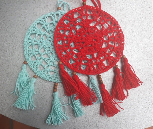 Set of 3 Crocheted Medium Dreamcatcher Mandala Mandalas 0