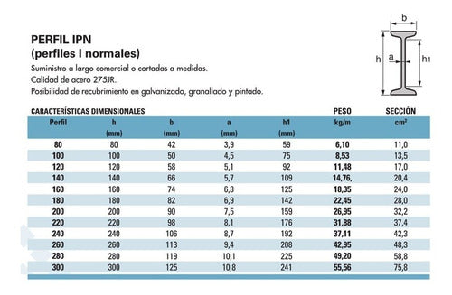 Hierro Doble T 10 - Ipn 100 Viga Perfil Cuatro Metros Csi 6