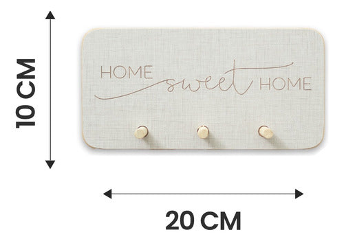 Wooden Key Holder - #03 Home Sweet Home Rec - 20 x 10 cm 13