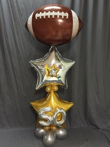 Qualatex Metallic Rugby Ball Balloon 45 Cm X 3 Units 1