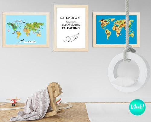 Wook Imprimibles: Printable World Map Animal Art Kit 1