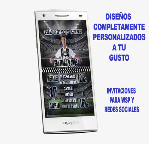 Tarjeta Invitación Cumpleaños Digital Cristiano Juventus 0