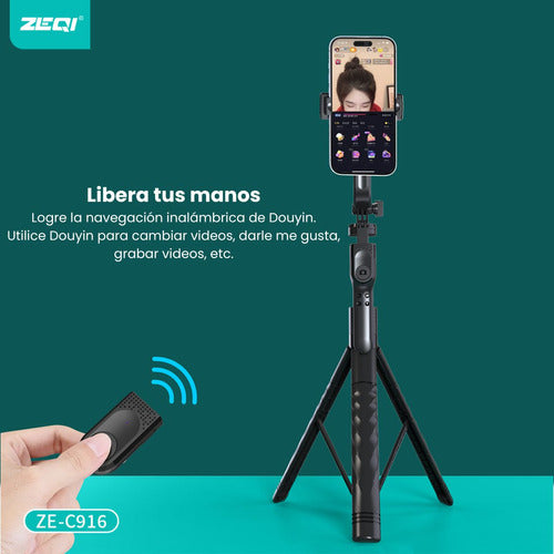 Zeqi Selfie Stick Anti-Shake + Tripod with Adjustable Angle 1