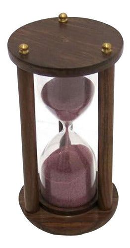 Elegant Wood & Bronze Hourglass Timer - 5 Minutes, 16 x 8 cm 0