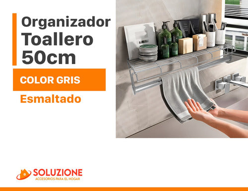 Soluzione Organizador Toallero De Baño 50cm Sanitarios Acero Gris 1