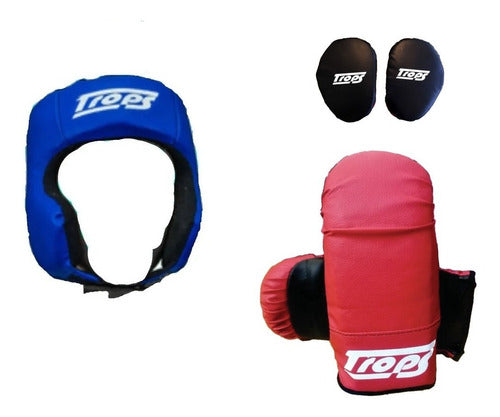 Trops Boxing Combo: Gloves + Focus Mitts + Headgear Kit Gym 0