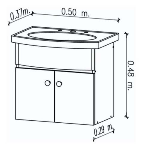 Amube Vanitory Roma 50cm Wall-Mounted Melamine with 3-Hole Basin 1