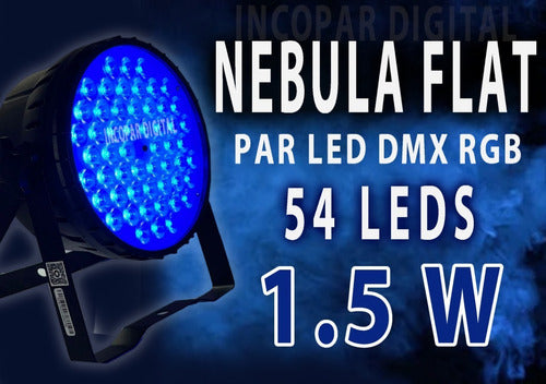 TECSHOW - AMPRO Tacho Nebula Flat 81 Par Led Dmx 54 Leds 3-en-1 Rgb De 1.5w 1