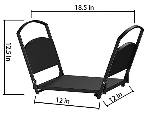 Soporte Leña Estufa Chimenea 18x12x12 Pulgadas Negro Acero 4