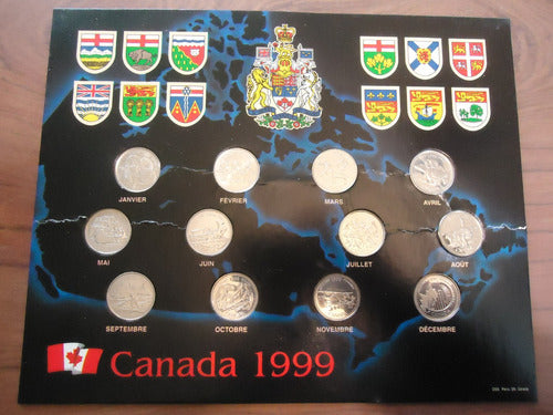 Juego De Monedas De Canadá 25 C 1999 Sin Circular C 2 0