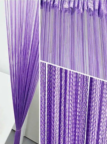 Set of 2 Fringed Curtain Panels Glass Thread Room Divider Decorations 2x2m 21