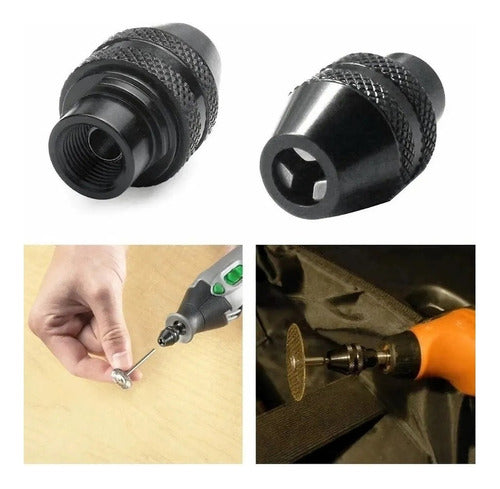 Black Adjustable Chuck for Mini Grinder 0.3 to 3.2mm with 7mm Hex 3