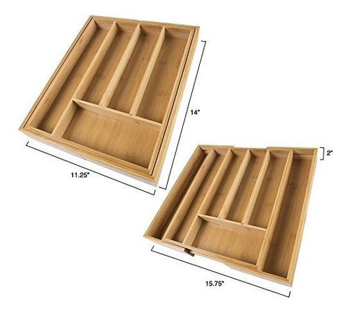 Lavish Home Bamboo Expandable Drawer Organizer 1