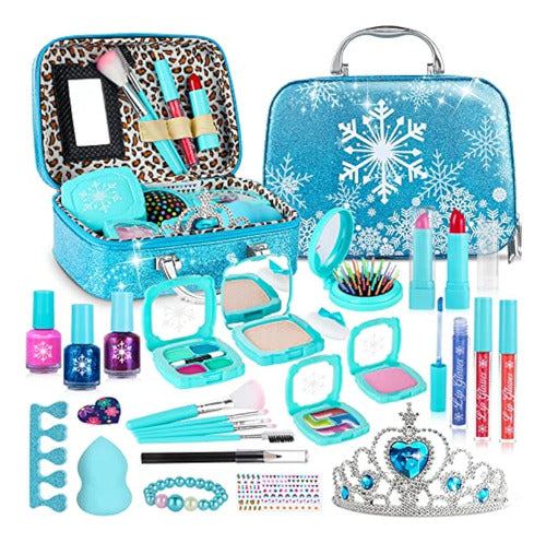 3 Years and Up Real Makeup Kit for Little Girls: With Dreamy Blue Bag 0