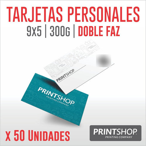 Tarjetas Personales Color Printshop 9x5 300g Doble Faz X50 0