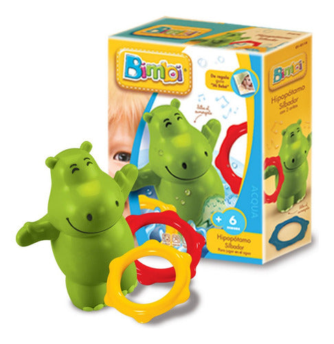 Bimbi Whistling Hippo With 2 Rings Ploppy 156140 2