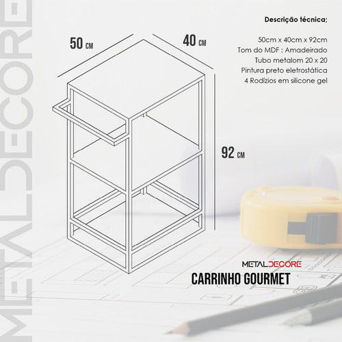 Carrinho Gourmet P/ Churrasco Industrial Organizador Moderno 2