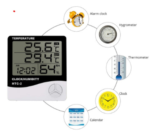 HTC Indoor Outdoor Thermometer Hygrometer, Clock, Alarm 1