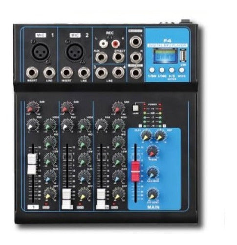 Ross Consola Mixer F-4 4 Canales USB Bluetooth MP3 0