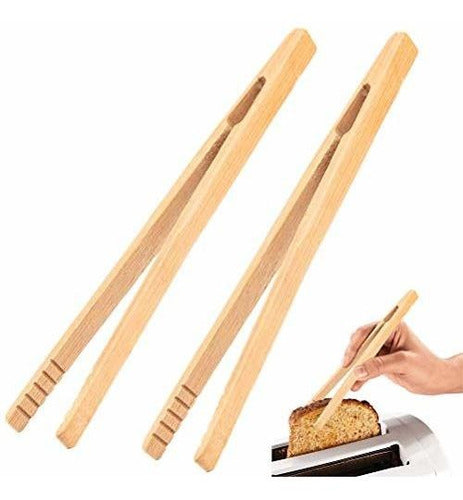 Gkanmore Juego De 2 Pinzas De Bambu Para Tartas Pan Y Pild 0