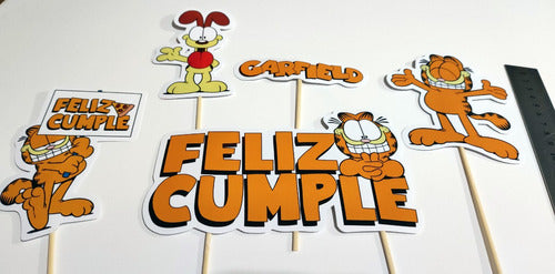 MuchoEvento Adorno Torta Deco Feliz Cumple Garfield Cake Topper 0