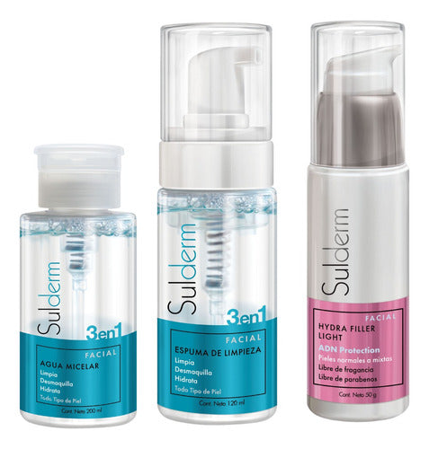 Sulderm Micellar Water + 3-in-1 Foam + Hydra Filler Light 0