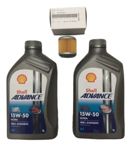 Kit Filtro Aceite Benelli Tnt25 Trk251 + Shell 15w50 Agrobik 0