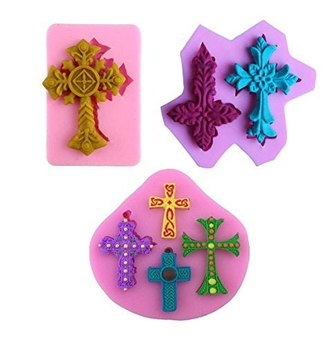 Mity Rain Set of 3 Cross Shape Cake Fondant Mold Cupcake Decorating Tools 0