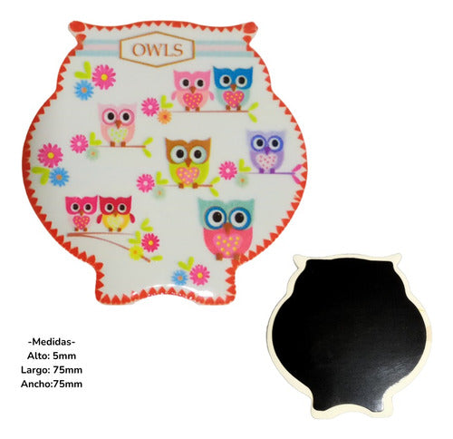 Set of 4 Ceramic Owl Magnets for Fridge Decoration Souvenir Assorted 4