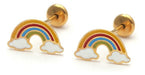 Jhune Joyeria 24k Gold-Plated Rainbow Enamel Open-Circle Earrings 0