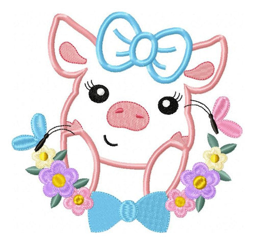 Elma Matrizes Matrix for Embroidery Children Pig Flowers 2166 0