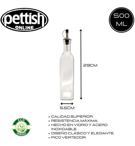 Aceitera Vinagrera Vidrio Con Pico 500ml Pettish Online Cg 1