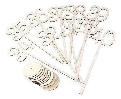 Natural Wood Table Number Set 1-40 4