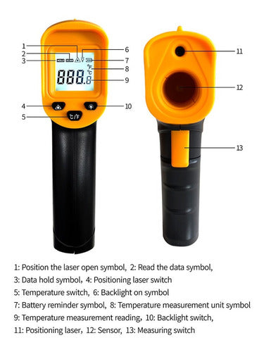 Termometro Pistola Laser Infrarroja Medidora De Temperatura 4