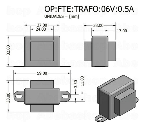 Trafo Fe-si 6vac 500ma 0.5a Fuente-p 2