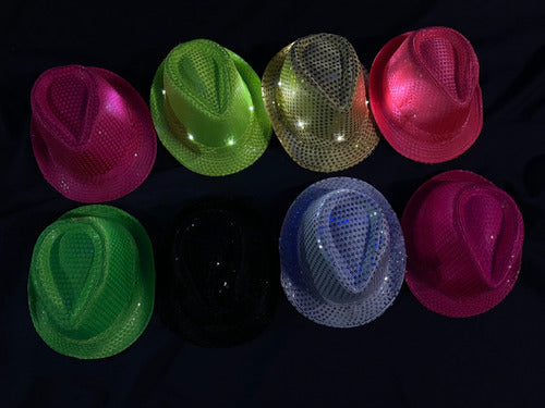 Led Cotillon Sombrero Lentejuelas Led Gorro Tanguero Braz Cotillon Pack 2 1